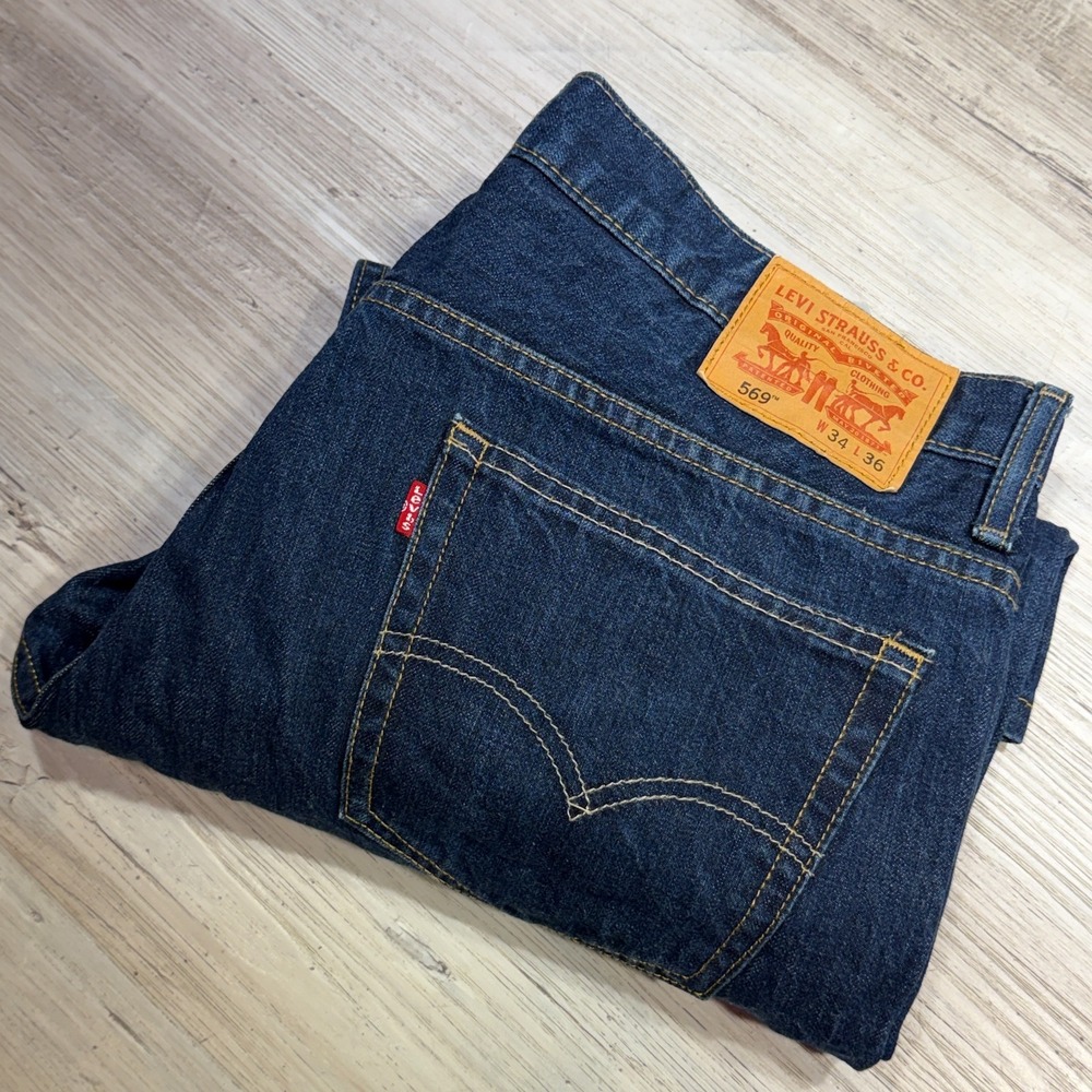 Vintage Y2K Levi's 569 Loose Straight Jeans 34x36 Dark Wash Baggy